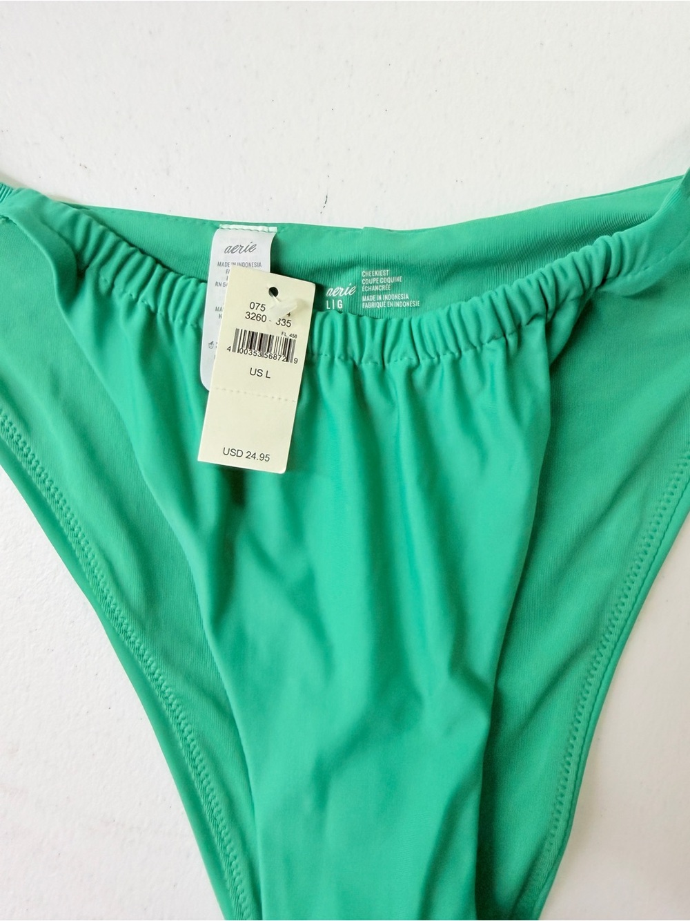 NWT Aerie Green Cheekiest High Cut Bikini Bottoms Size Large